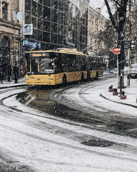 В Киеве выпал первый снег: на улицах работает спецтехника