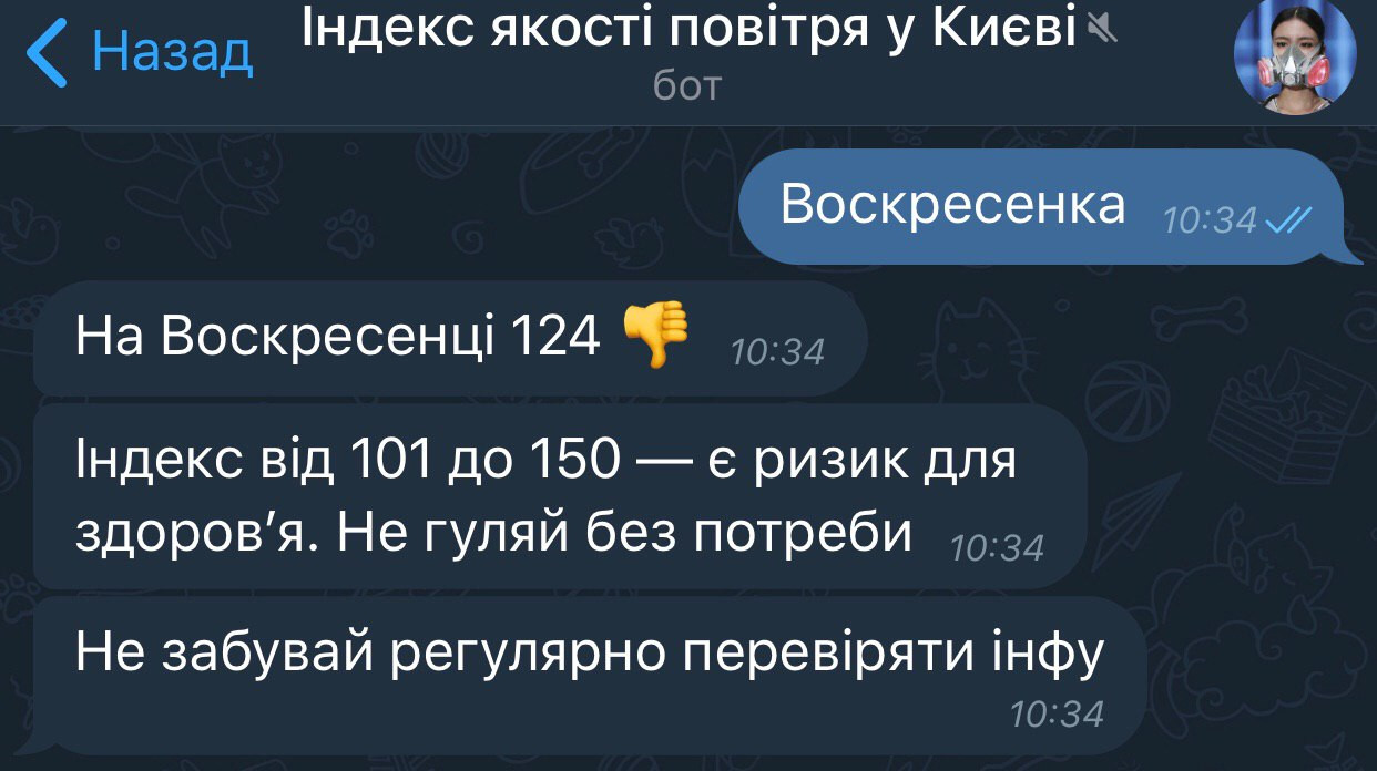 Телеграм-бот "Индекс качества воздуха в Киеве"