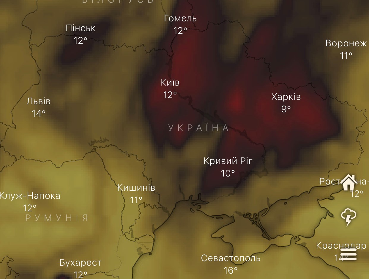 Карта загрязнения воздуха, Киев