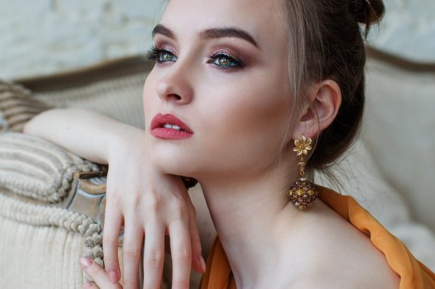 девушка, серьги, украшения