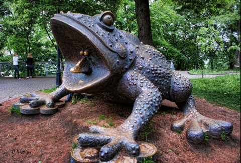Памятник гигантской бронзовой Жабе
