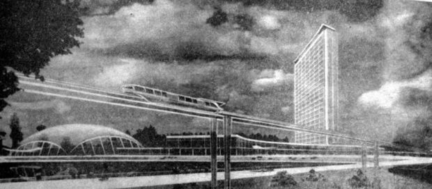 Здание общественного центра на Левобережной и монорельс. Фото: bzh.life