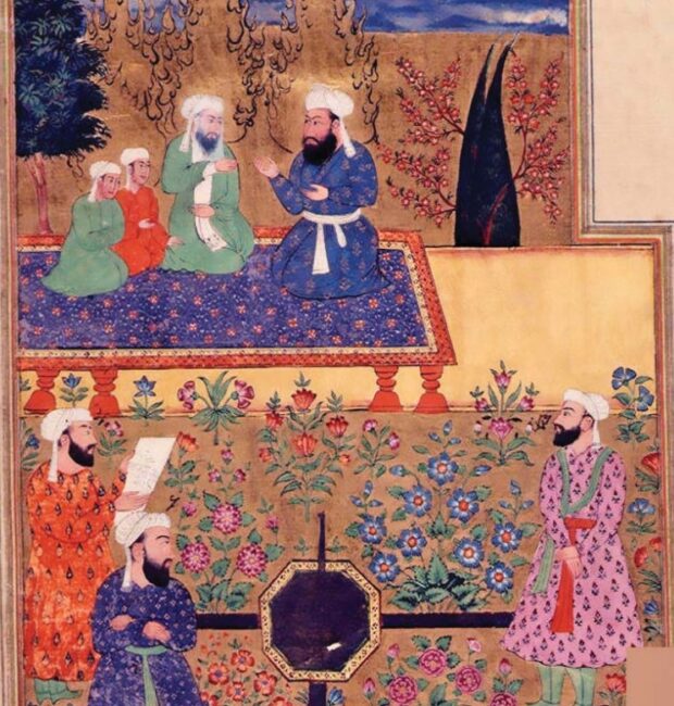 Абу Бакр ас-Сіддик (на передньому плані). Мініатюра. Пенджаб, 1686. 