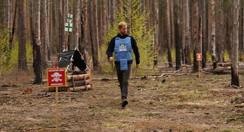 Принц Гаррі пройшовся розмінованим лісом під Києвом
