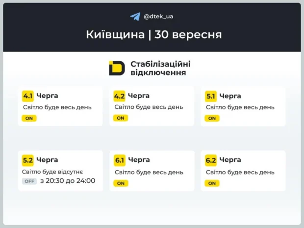 На Київщині запровадили графіки відключень світла